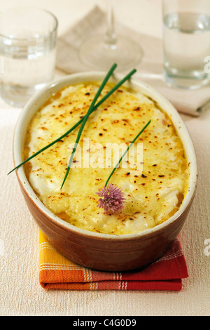 Maniok und Kürbis-Gratin. Rezept zur Verfügung. Stockfoto