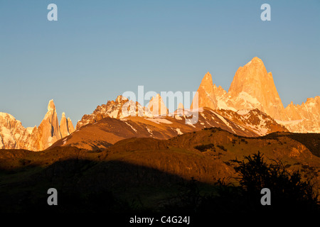 Sunrise-Fitz-Roy-massiv, Parque Nacional Los Glaciares, Patagonien, Argentinien Stockfoto