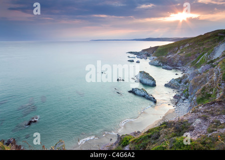 Blick auf Freathy Strand Whitsand Bay Cornwall UK Stockfoto