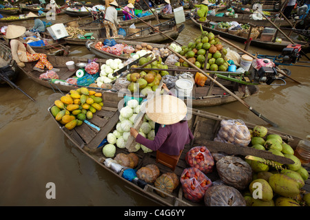 der schwimmende Markt nr Can Tho, Mekong-Delta, Vietnam Stockfoto