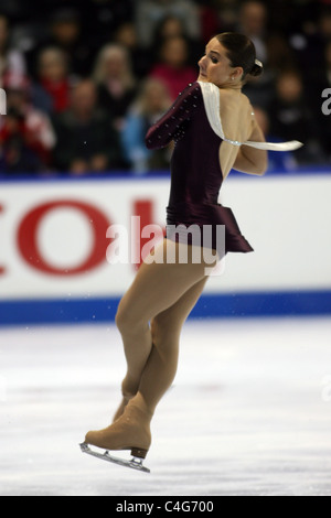 Izabel Valiquette konkurriert bei der 2010 BMO kanadischen Figure Skating Championships in London, Ontario, Kanada. Stockfoto