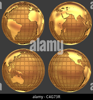Stilisierte goldene Erdkugel Stockfoto