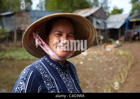 eine Frau nr Cau Doc, Mekong Delta, Vietnam Stockfoto