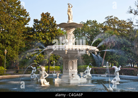 Brunnen im Forsyth Park, Savannah, Georgia Stockfoto