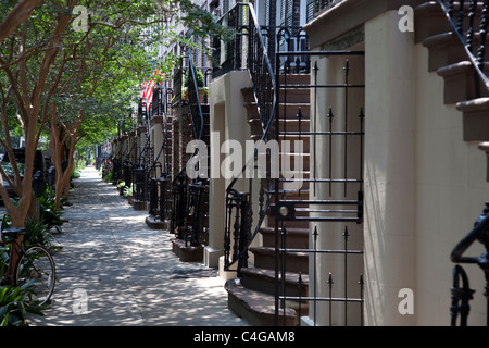 Historischen Reihenhäuser in Savannah, Georgia Stockfoto