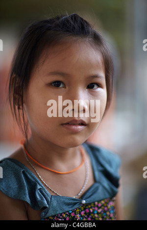 eine Mädchen in den Markt nr Can Tho, Mekong Delta, Vietnam Stockfoto