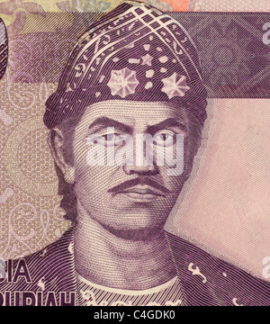 Sultan Mahmud Badaruddin II auf 10000 Rupiah 2010-Banknote aus Indonesien. Der letzte Sultan von Palembang. Stockfoto