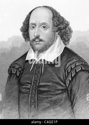 William Shakespeare (1564-1616) auf Gravur aus den 1800er Jahren. Englischer Dichter und Dramatiker. Stockfoto