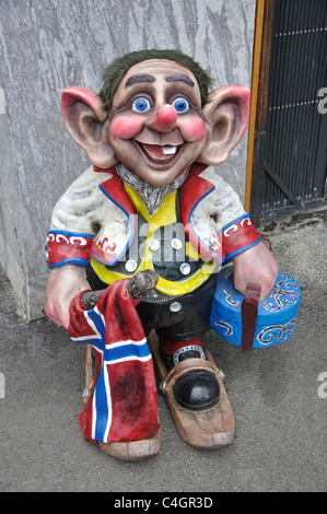 Norwegischer Troll (nordische Folklore) vor Souvenirladen, Oslo, Bezirk Oslo, Region Østlandet, Norwegen Stockfoto