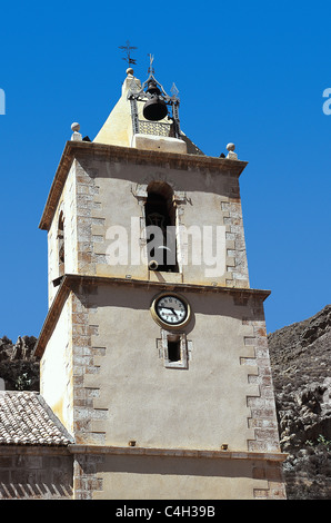 Spanien. Region Murcia. Blanca. Glockenturm der Kirche des Heiligen Johannes des Evangelisten (16. Jahrhundert). Wiederhergestellt. Stockfoto