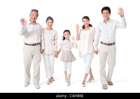 Multi-Generations Familienglück, Studioaufnahme Stockfoto