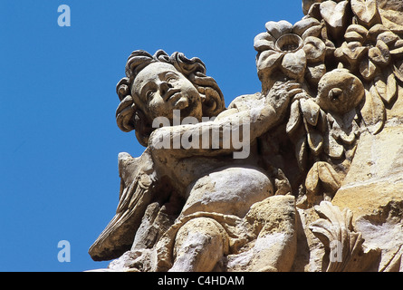 Skulptur Detail. Fassade. Barocke. Ex-Collegiate Church of Saint Patrick. Lorca. Spanien. Stockfoto