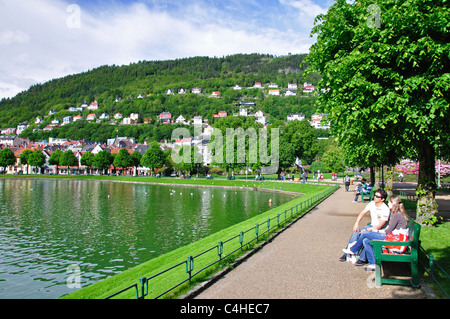 Lille Lungegårdsvannet See, Bergen, Hordaland County, Region Vestlandet, Norwegen Stockfoto