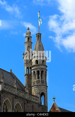 Türme des Rathauses, Brügge, Belgien Stockfoto