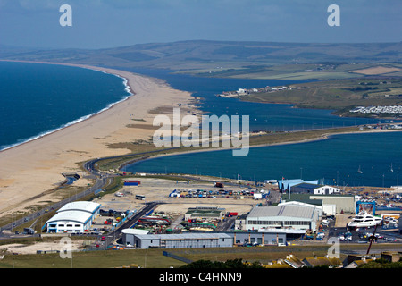 Chesil Beach aus Portland Höhen Dorset England uk gb Stockfoto