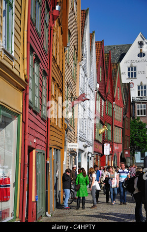 18. Jahrhundert hölzerne Hallen, Byggen, Bergen, Hordaland, Norwegen, Bergen, Hordaland County Vestlandet Region, Norwegen Stockfoto