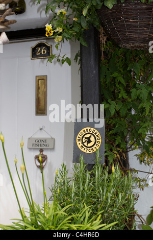 Nachbarschaft Hexe anmelden Clovelly Haus, Torridge Bezirk von Devon, England. Stockfoto