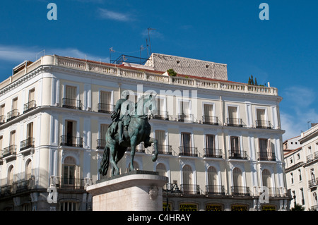 Denkmal für König Karl III, Puerta del Sol, Madrid, Spanien Stockfoto