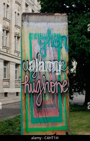 Ein Teil der Berliner Mauer, die eine Betonbarriere war, die Berlin von 1961 bis 1989 geteilt als Denkmal in der Stadt Leipzig Deutschland platziert Stockfoto