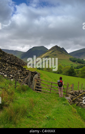 Umfang Ende erhebt sich aus dem Newlands Tal mit Hindscarth hinter. Stockfoto