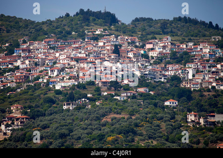 Das kleine Bergdorf Glossa, Skopelos Insel, nördlichen Sporaden, Griechenland Stockfoto