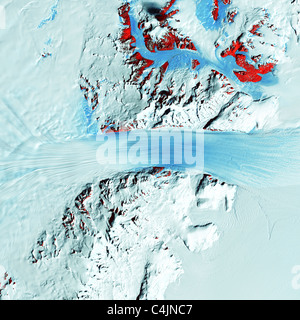 Der Antarktis bewegenden relativ schnell Byrd Gletscher ab Platz auf diesem Satellitenbild der NASA. Stockfoto