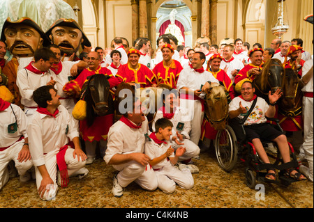 150. Parade der Riesen und Big-Köpfe, St. Laurentius-Kirche San Fermín Street-Party, Pamplona, Navarra, Spanien, Europa. Stockfoto