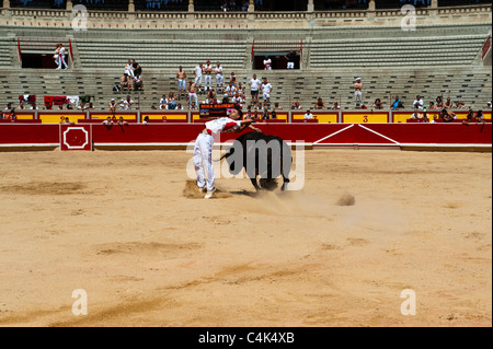 "Festival de recortadoresentgegen (Trimmer Festival), San Fermín Street-Party, Pamplona, Navarra (Navarra), Spanien, Europa. Stockfoto