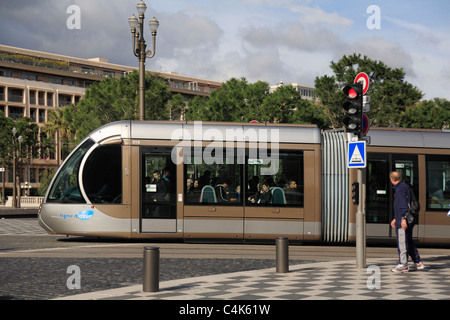 U-Bahn Straßenbahn Place Masséna Nizza Frankreich Stockfoto