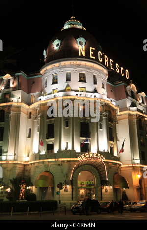 Hotel Negresco bei Nacht-Promenade des Anglais-Nizza-Frankreich Stockfoto
