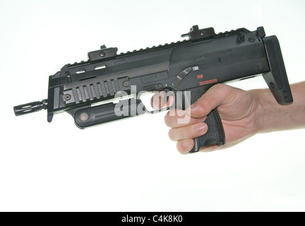 Die MP7 ist eine deutsche Maschinenpistole von Heckler & Koch (H & K) hergestellt und für die 4.6x30mm Patrone gekammert. Stockfoto