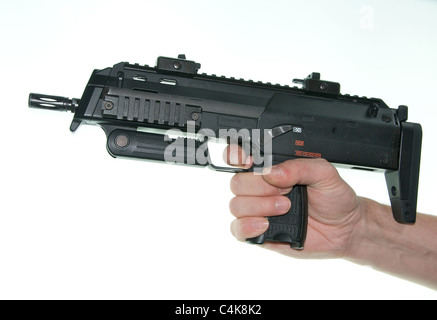 Die MP7 ist eine deutsche Maschinenpistole von Heckler & Koch (H & K) hergestellt und für die 4.6x30mm Patrone gekammert. Stockfoto