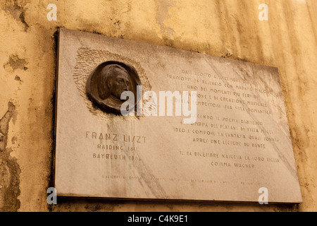 Gedenktafel für Franz Liszt Bellagio Comer See Italien Stockfoto