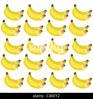 Trauben von Bananen in gelben und grünen Farbtönen Stockfoto