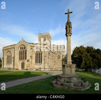 Str. Marys Kirche im Dorf Wedmore, Somerset, UK. Stockfoto