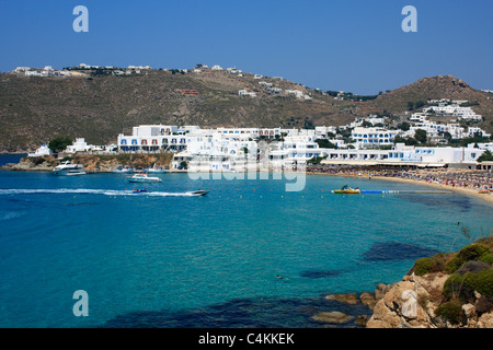Platis Platys Gialos Bay Resort Kykladeninsel Mykonos Ägäis Griechenland EU Europäische Union Europa Stockfoto