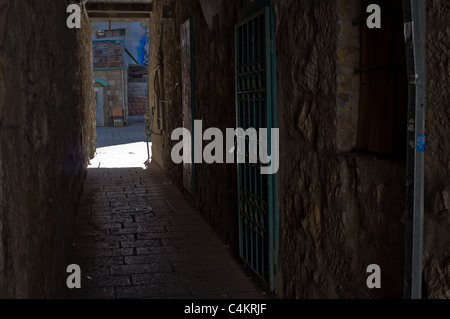 Eine Gasse von Yoel Moshe Solomon Straße in der Innenstadt von Jerusalem. Stockfoto