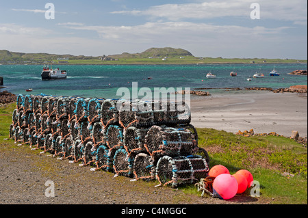 Der Blick über den Sound von Iona nach Iona von Fionnphort auf Mull. SCO 7216 Stockfoto