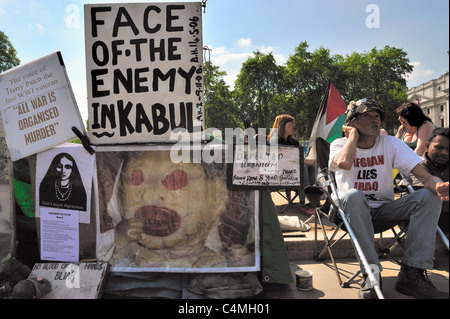 Frieden Demonstrant Brian Haw an seinem Parlament Square Protest-Camp Stockfoto