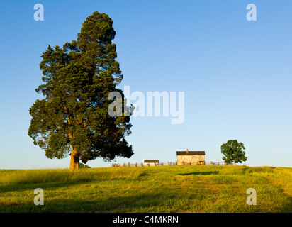 Blick auf den Sonnenuntergang von der alten Benjamin Chinn House bei Manassas Bürgerkrieg Schlachtfeld, wo die Schlacht am Bull Run gekämpft wurde. 2011 ist das Sesquicentennial der Schlacht Stockfoto