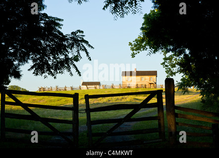 Blick auf den Sonnenuntergang von der alten Benjamin Chinn House bei Manassas Bürgerkrieg Schlachtfeld, wo die Schlacht am Bull Run gekämpft wurde. 2011 ist das Sesquicentennial der Schlacht Stockfoto