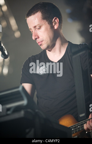 Mitglieder der Band Nine Inch Nails durchführen auf dem Konzert in Budapest, Ungarn, 2009.07.24 Stockfoto