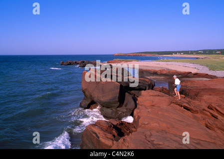 Iles De La Madeleine (Magdalen Islands), Quebec (Kanada) - Sankt-Lorenz-Golf, Küste am Bassin Aux huîtres, Ile de Grande-Entree Stockfoto