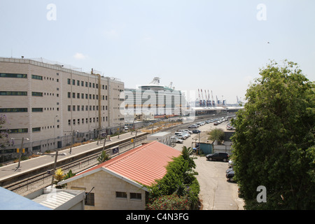 Panoramablick am cruise terminal in Haifa, Israel. Stockfoto