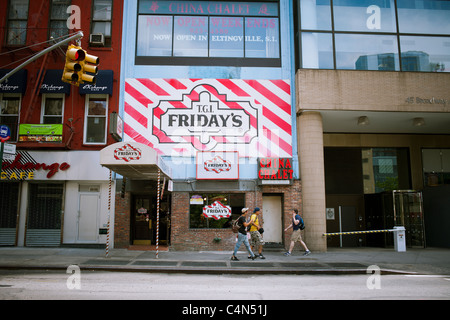 Ein Financial District-Zweig der TGI Friday's-Restaurant-Kette in New York Stockfoto