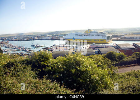 Transmanche Ferries Fähre Schiff Ankunft in Newhaven, East Sussex, England Stockfoto