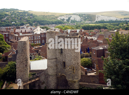 Blick über die Stadt von Lewes Castle, East Sussex, England Stockfoto