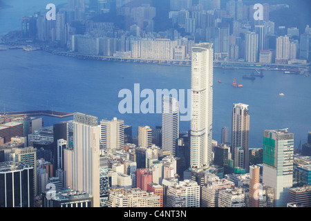 Luftaufnahme von Tsim Sha Tsui von Sky 100 Aussichtsplattform in ICC (International Commerce Centre), Hong Kong, China Stockfoto