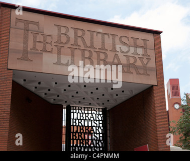 Die British Library in London Euston Road Eingang Stockfoto