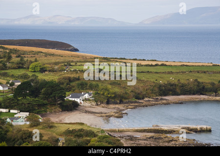 Ansicht der Bucht von Kells, Iveragh-Halbinsel, Ring of Kerry, Co. Kerry, Irland (Eire) Stockfoto